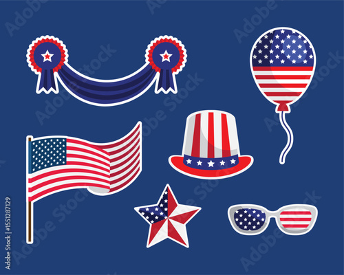 Six usa independence set sticker