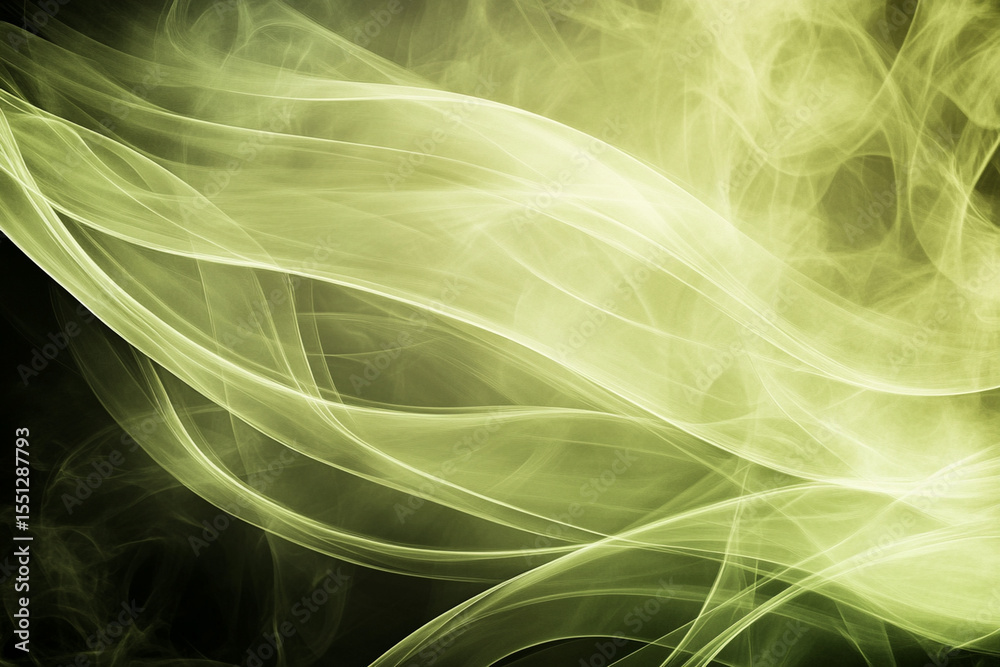 Fototapeta premium Glowing abstract wave design in neon green creates an ethereal atmosphere with soft flowing lines and patterns