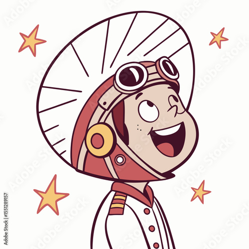 Cartoon Character Imagining Space Travel Adventure in Futuristic Costume Design