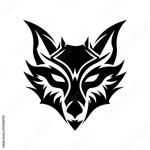 Tribal Wolf Head Tattoo Vector – Bold Black Wild Canine Symbol Design | Fierce Alpha Animal Silhouette Artwork for Shirts, Stickers, Wall Prints, Logos

