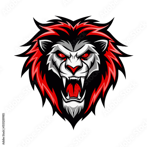 Wallpaper Mural Fierce Red Mane Lion Head Logo Vector – Aggressive Roaring Beast Mascot Design | Bold Wild Animal Illustration for Apparel, Stickers, Prints, eSports Logos Torontodigital.ca