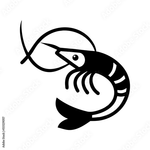 Stylized Tribal Shrimp Vector Design – Elegant Black and White Seafood Tattoo Art | Unique Crustacean Illustration for Stickers, Logos, Prints, Apparel

