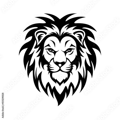 Bold Tribal Lion Head Logo Design – Fierce Black and White Vector Illustration | Majestic King of Jungle Tattoo Style Artwork for Branding, Shirts, Stickers
