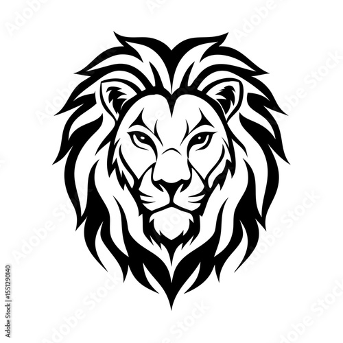 Bold Tribal Lion Head Logo Design – Fierce Black and White Vector Illustration | Majestic King of Jungle Tattoo Style Artwork for Branding, Shirts, Stickers