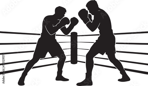Boxer Throwing a Punch Silhouette

Champion in the Ring Vector Design

Boxer in Fighting Stance Silhouette

Boxing Match Action Silhouette Scene

Gloved Fighter Training Vector Art
