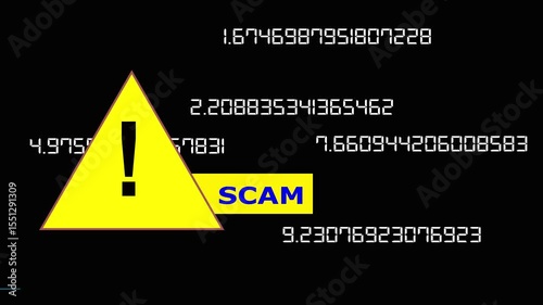 Neon Scam Icon .Malicious software, virus and Scam, System warning hacked alert, scam on online network, data breach, risk of website. 