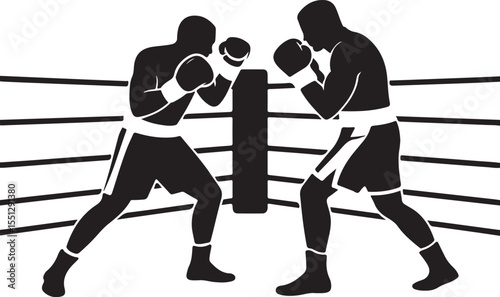 Boxer Throwing a Punch Silhouette

Champion in the Ring Vector Design

Boxer in Fighting Stance Silhouette

Boxing Match Action Silhouette Scene

Gloved Fighter Training Vector Art