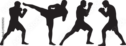 Boxer Throwing a Punch Silhouette

Champion in the Ring Vector Design

Boxer in Fighting Stance Silhouette

Boxing Match Action Silhouette Scene

Gloved Fighter Training Vector Art