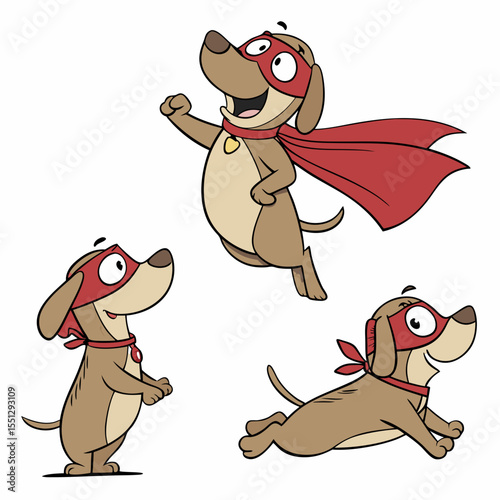 Cartoon superhero dog set: Canine character ready for adventures and play
