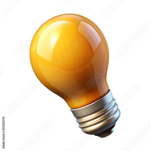 Shiny Amber Yellow Lightbulb Render isolated on a transparent background image