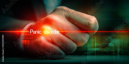 A clenched fist with a red glow illustrates the tension and intensity of a Panic disorder.