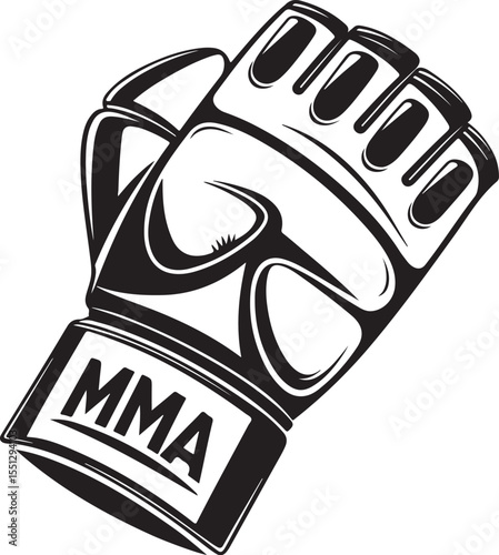 mma glove Vector Illustration, Sketch Drawing Line Linear Symbol Icon Engraving Coloring Book, Hand-drawn Black and White Isolated