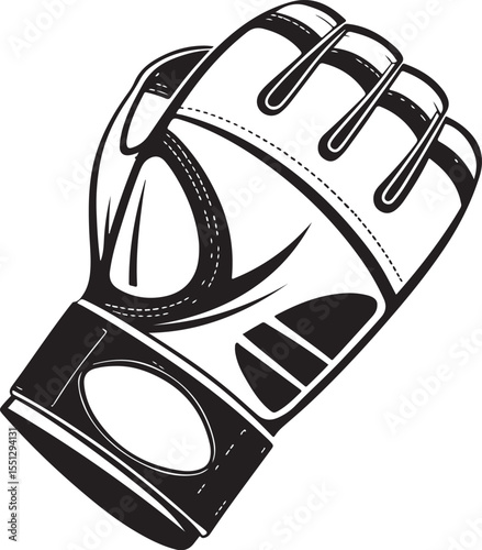 mma glove Vector Illustration, Sketch Drawing Line Linear Symbol Icon Engraving Coloring Book, Hand-drawn Black and White Isolated