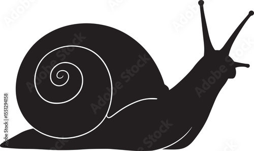 Vector art of a snail silhouette isolated on white background