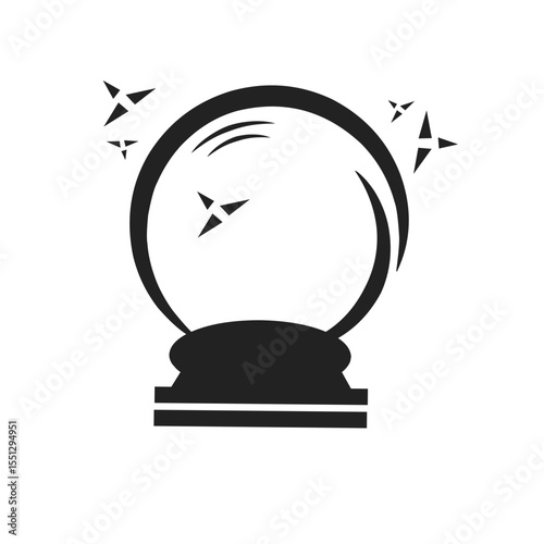 Glass crystal ball icon flat sign design vector drawn graphic isolated on white background.