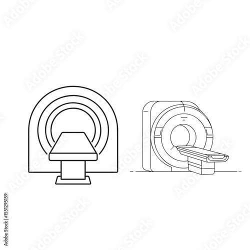 Medical mri scanner silhouette diagnostic device illustration with diagnostic equipment