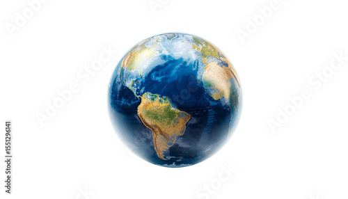 Revolving World Map Globe Isolated on Transparent Background – Educational and Geographic Concept