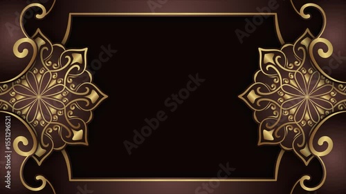 brown luxury background, with moving frame and ornamental gold mandala