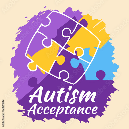 Vibrant puzzle pieces symbolizing autism acceptance and neurodiversity awareness