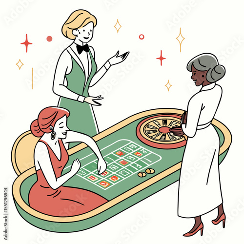 Elegant casino scene with patrons enjoying a refined gaming experience indoors