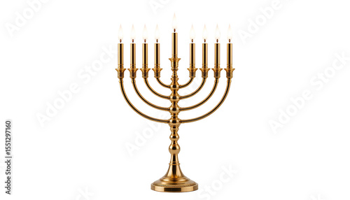 Menorah Set on Transparent Background – Symbol of Judaism, Religion, and Cultural Heritage