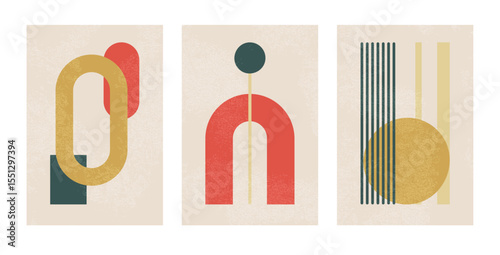Abstract posters with geometric shapes. Collection of vector illustration for poster, cover, card, invitation, flyer, brochure or banner design.