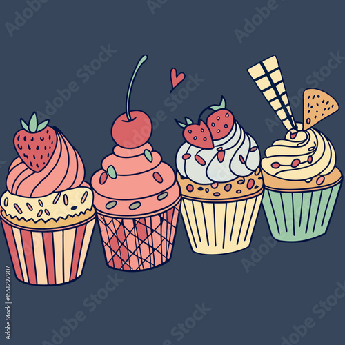 Whimsical Cupcake Collection: A Pastel Palette of Sweet Confection Delights