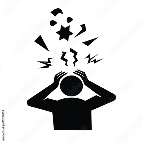 Chaotic Mind Silhouette – Abstract Illustration of Anxiety and Inner Turmoil