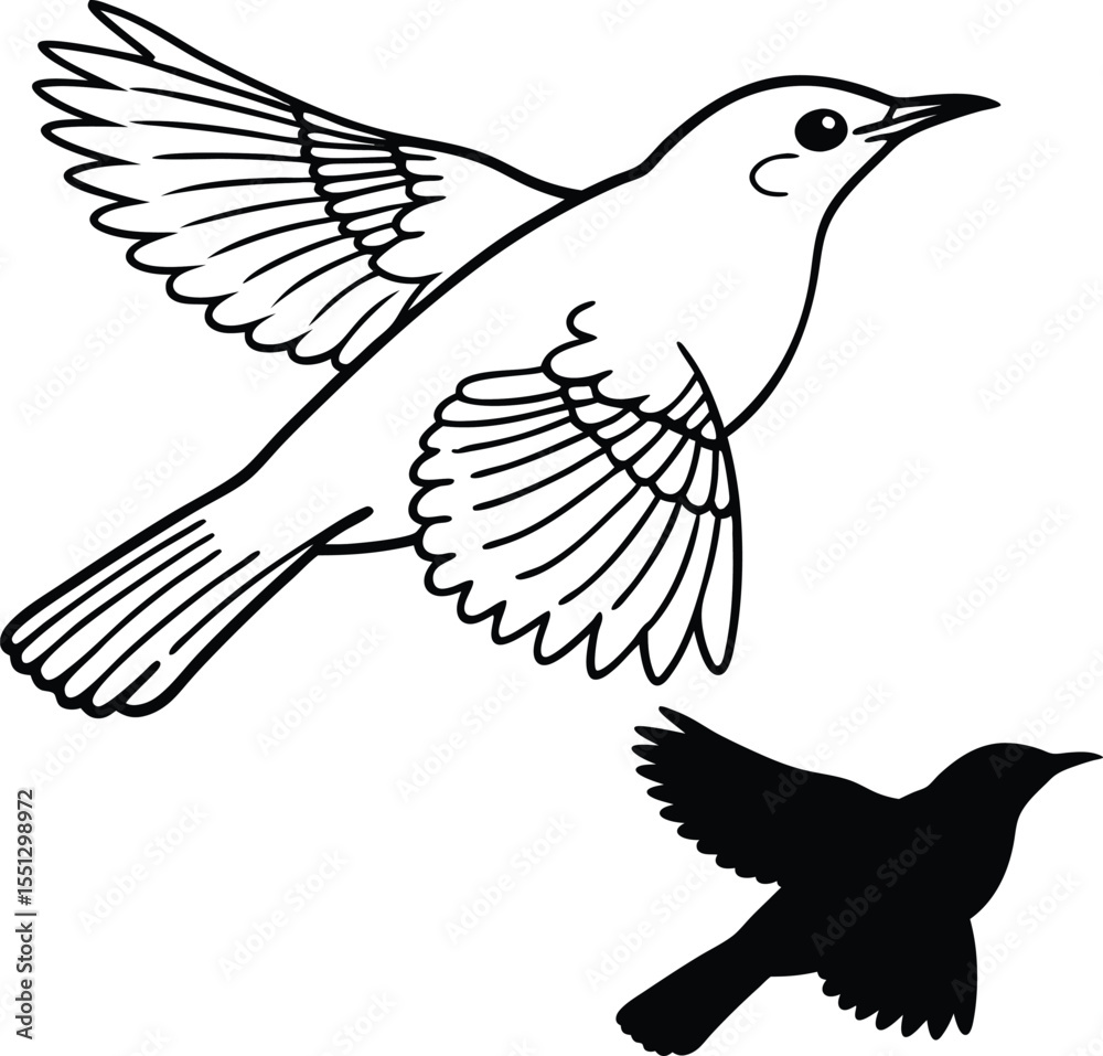 Fototapeta premium Minimalist Nightingale Artwork Vector Illustration 