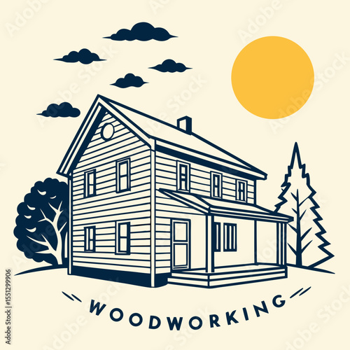 Charming rustic home illustration for woodworking projects and design inspirations