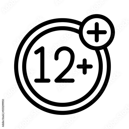 12 plus line icon