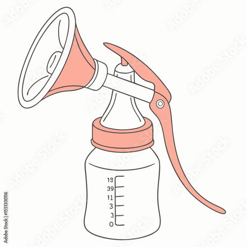 Illustration of a manual breast pump for infant feeding and breastfeeding support