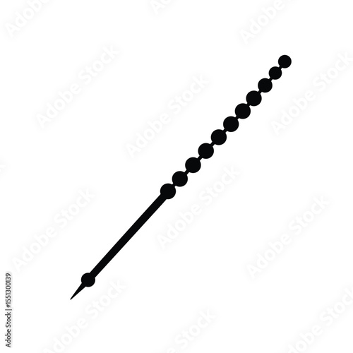 Black Silhouette Beaded Wand Vector Icon White Background