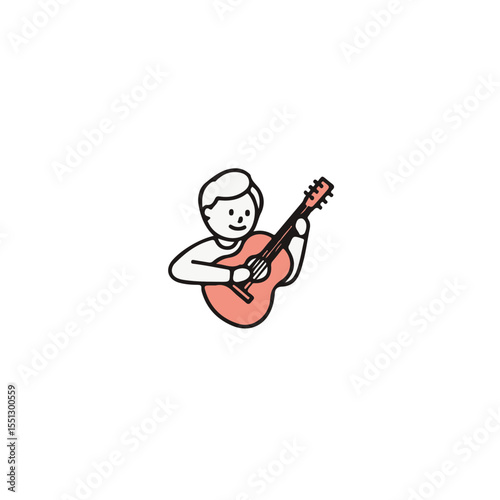 A person skillfully playing a guitar, creating music. 