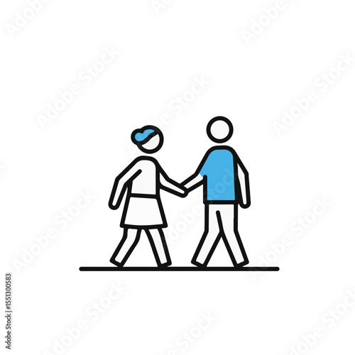 A couple shaking hands to convey their collaboration.