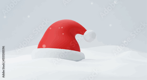 A Santa hat in a snowy scene.