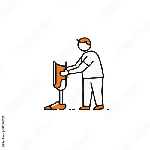 A person works on a prosthetic leg
