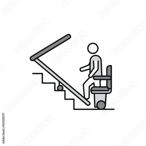 A Stairlift icon with person using it for disability assistance.