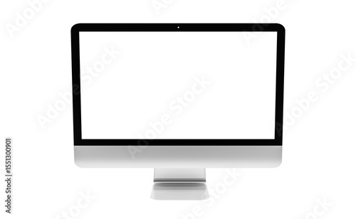 Modern computer screen isolated on transparent background. Silver color. Front view. 3d rendering