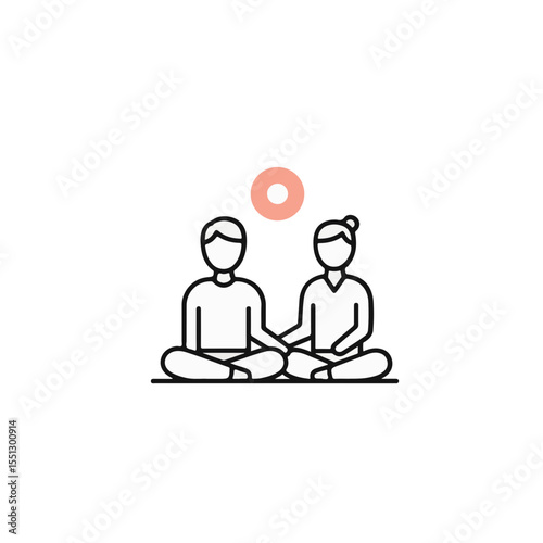 Couple meditating together in peaceful harmony. 