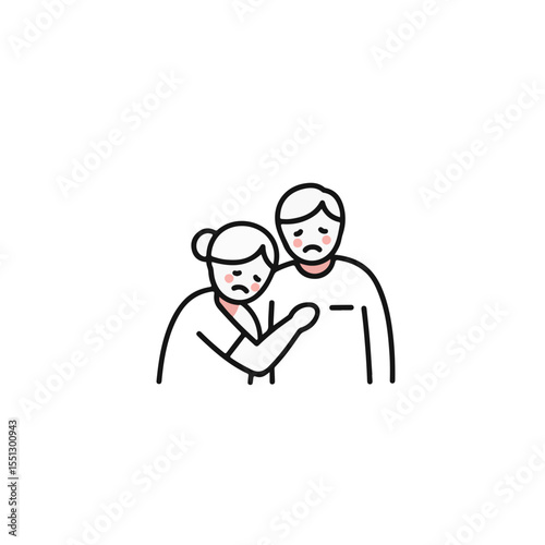 A poignant illustration of support and solace between two individuals.