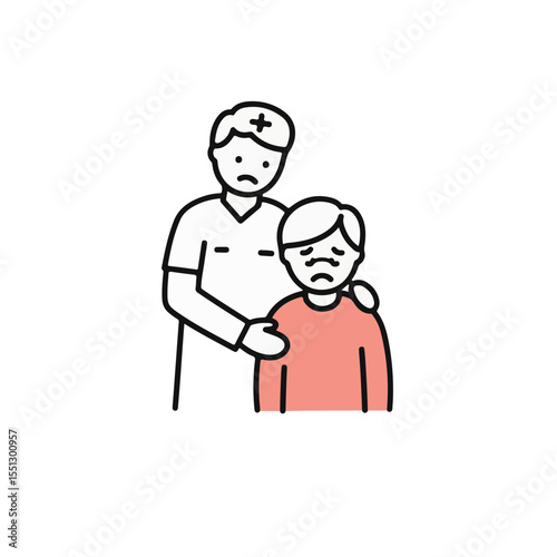 Doctor comforting a sad patient.