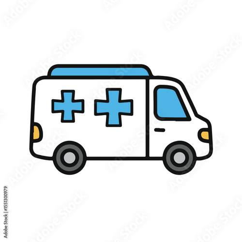 An illustration of an ambulance on a white background, indicating a need for medical assistance.