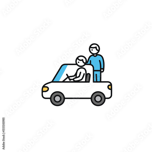 Driving lesson illustration.