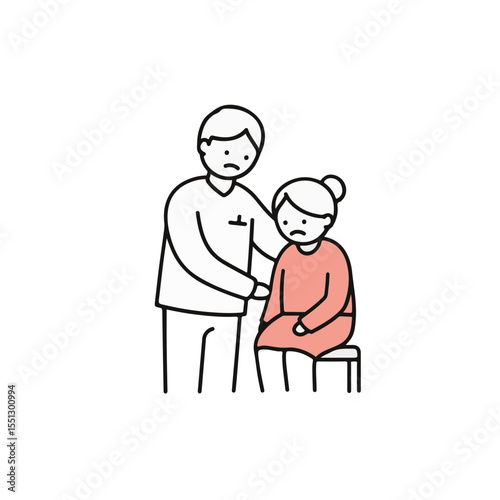 A man comforting a sad woman.
