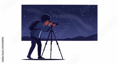 Astrophotographer capturing the night sky.