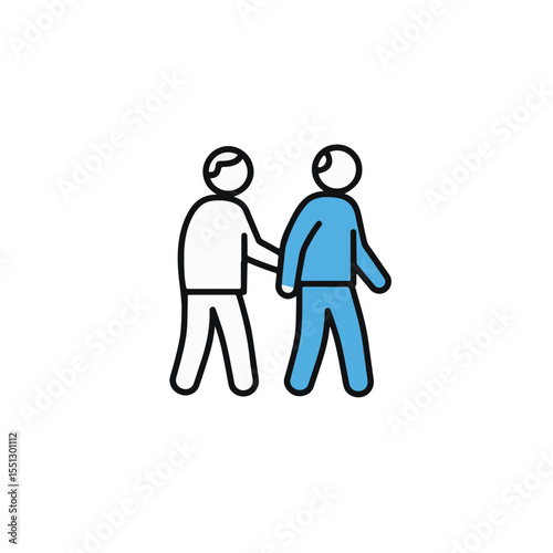 Concept of two people, one helping another.