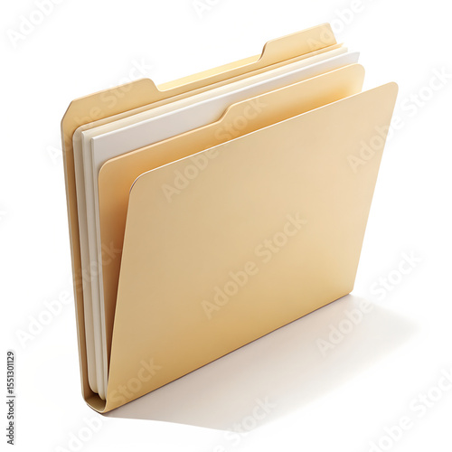 Manila file folder isolated on transparent background