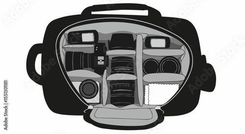 A detailed view of camera bag showing its components.
