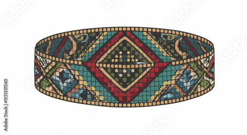 A beautifully designed, intricately patterned, and vibrantly colored patterned bracelet.